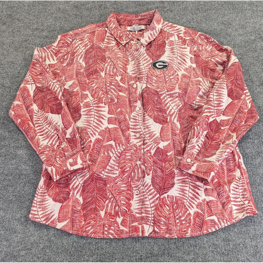 NWOT! Tommy Bahama 100% Linen Shirt Frondly Fan Women's Size XL Georgia Bulldogs